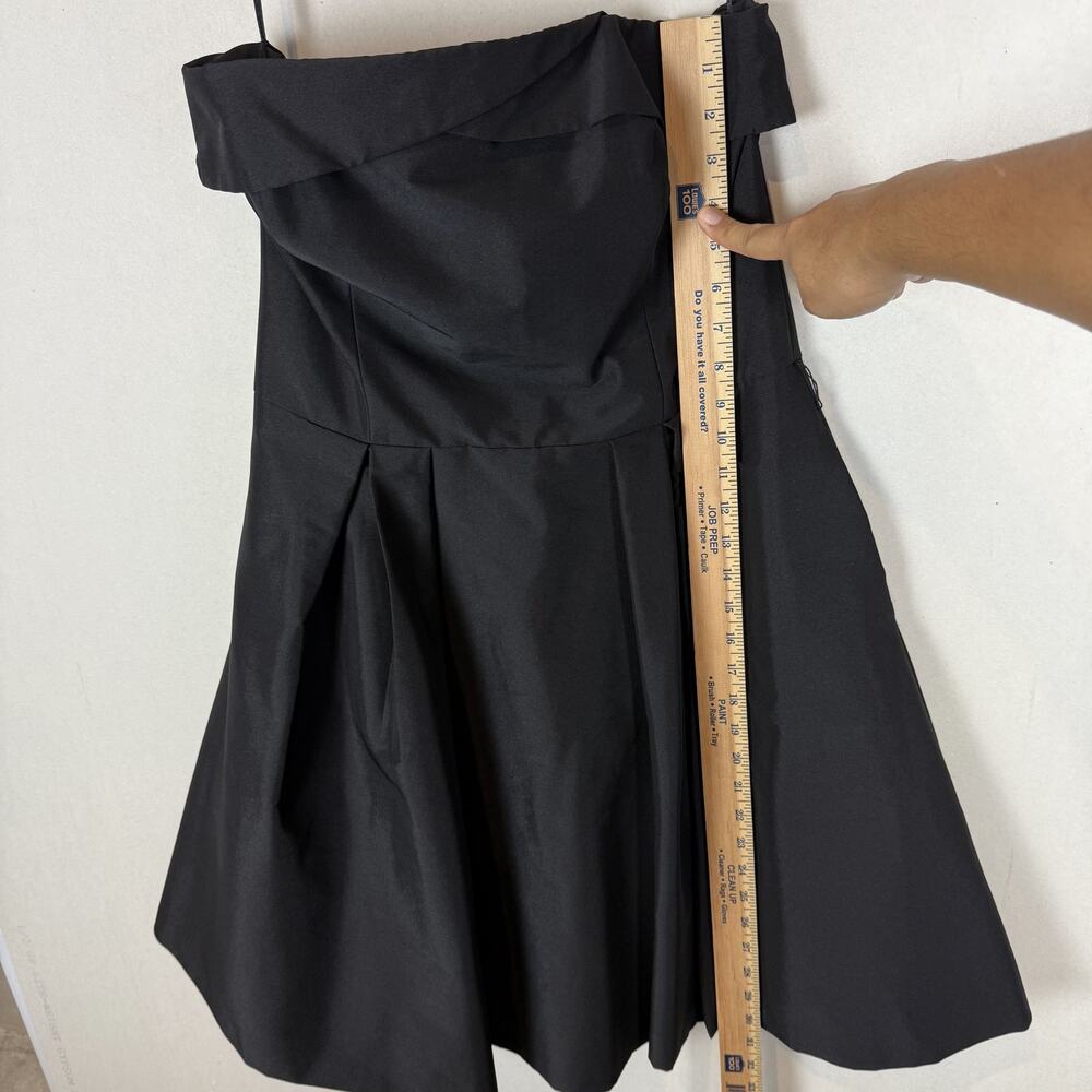 White House Black Market Poplin Midi Dress‎ Women's 12 Black Back Zip Pleated - Picture 10 of 14